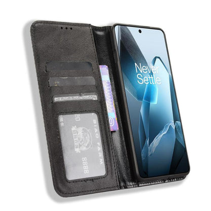 For OnePlus 13 5G Magnetic Buckle Retro Texture Leather Phone Case(Black) by buy2fix