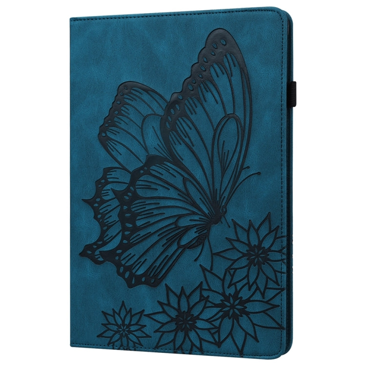 For Samsung Galaxy Tab S9 FE+ / S9+ / S8+ Big Butterfly Embossed Leather Tablet Case(Blue) - Galaxy Tab S9+ Cases by buy2fix | Online Shopping UK | buy2fix