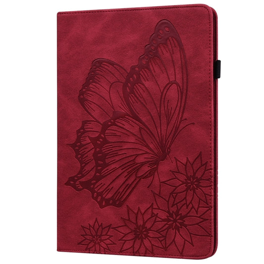 For Samsung Galaxy Tab S9 FE+ / S9+ / S8+ Big Butterfly Embossed Leather Tablet Case(Red) by buy2fix