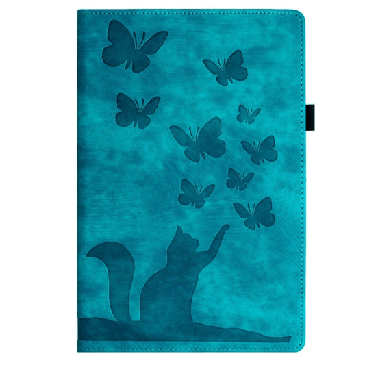 For iPad Air 13 2024 / Air 13 2025 Butterfly Cat Embossing Leather Tablet Case(Sky Blue) by buy2fix