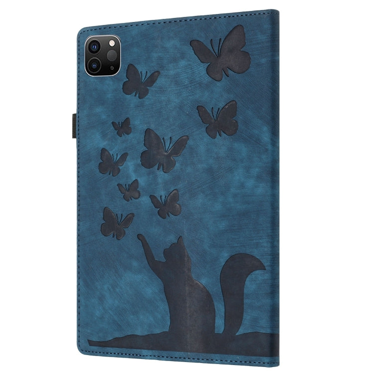 For iPad Pro 13 2024 Butterfly Cat Embossing Leather Tablet Case(Dark Blue) - iPad Pro 13 2024 Cases by buy2fix | Online Shopping UK | buy2fix