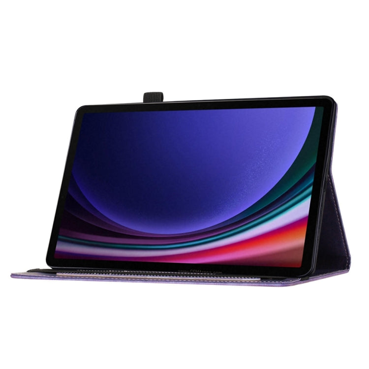 For Samsung Galaxy Tab S9 Ultra / S8 Ultra Butterfly Cat Embossing Leather Tablet Case(Purple) - Galaxy Tab S9 Ultra Cases by buy2fix | Online Shopping UK | buy2fix