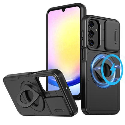 For Samsung Galaxy A15 5G Camshield MagSafe Ring Holder Armor Phone Case(Black) - Galaxy Phone Cases by buy2fix | Online Shopping UK | buy2fix