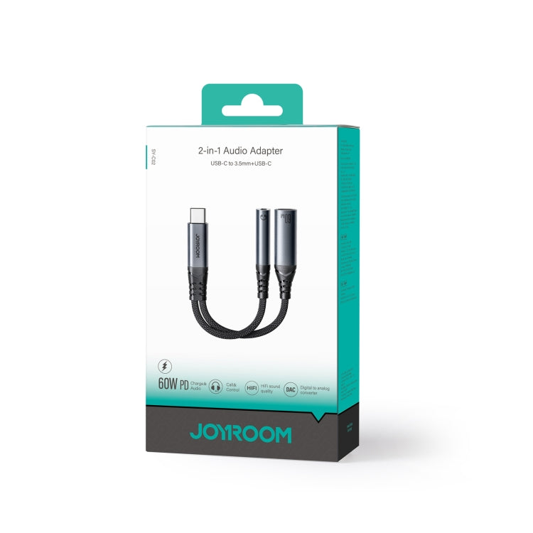 JOYROOM SY-C02 2 in 1 USB-C/Type-C to 3.5mm+USB-C/Type-C Audio Adapter Cable(Black) - Type-C Adapter by JOYROOM | Online Shopping UK | buy2fix