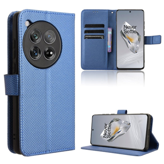 For OnePlus 12 Diamond Texture Leather Phone Case(Blue) by buy2fix
