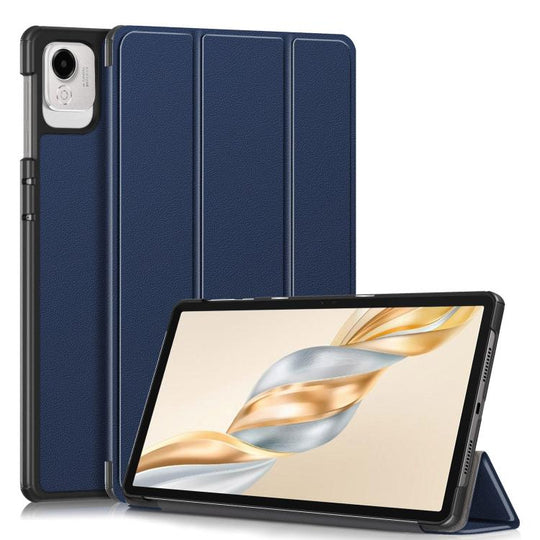 For Honor Pad X9a / X9 Pro Custer Pure Color 3-Fold Leather Tablet Case(Dark Blue)