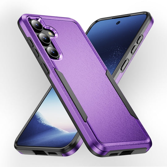 For Samsung Galaxy S24 5G Pioneer Armor Heavy Duty PC Hybrid TPU Phone Case(Purple+Black)