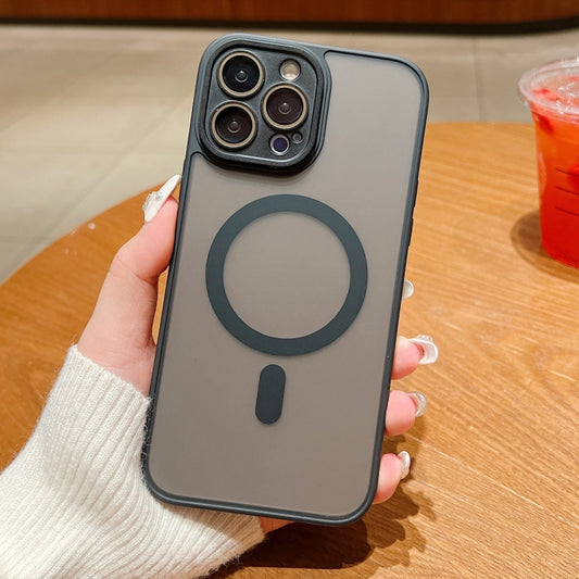 For iPhone 13 Skin Feel MagSafe Phone Case with Lens Film(Black) by buy2fix