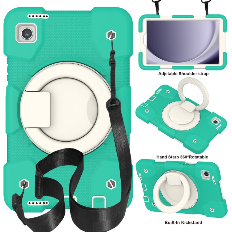 For Samsung Galaxy Tab A9 8.7 2023 Silicone Hybrid PC Tablet Case with Shoulders Strap(Mint Green) - Galaxy Tab A9 by buy2fix | Online Shopping UK | buy2fix