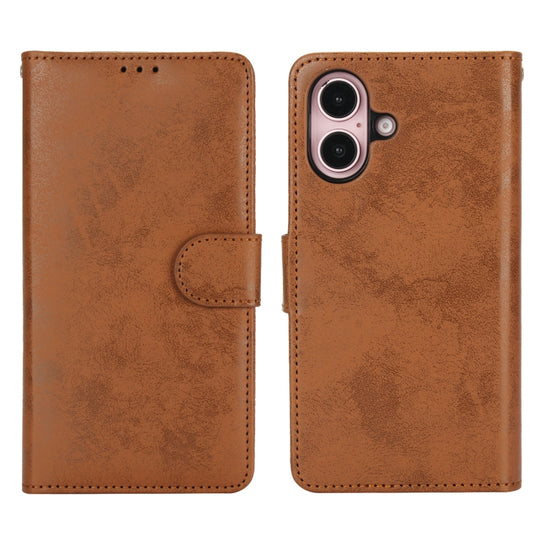 For iPhone 16 Plus 2 in 1 Detachable Phone Leather Case(Brown) by buy2fix