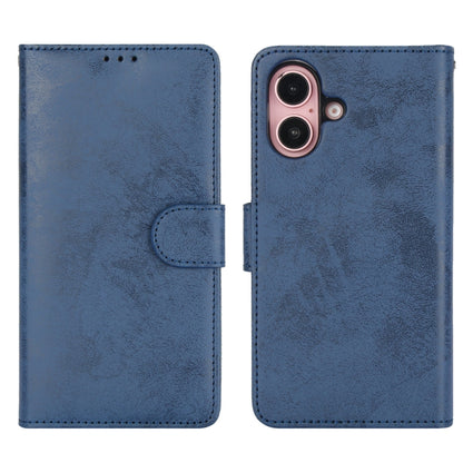 For iPhone 16 Plus 2 in 1 Detachable Phone Leather Case(Dark Blue) by buy2fix