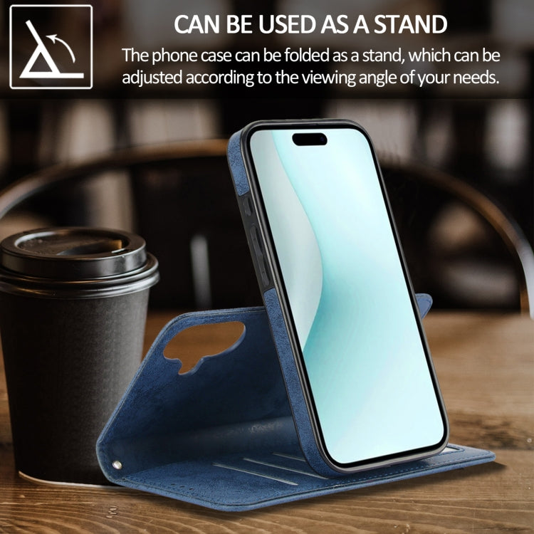 For iPhone 16 Plus 2 in 1 Detachable Phone Leather Case(Dark Blue) by buy2fix