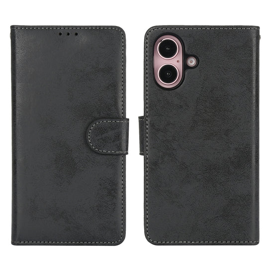 For iPhone 16 Plus 2 in 1 Detachable Phone Leather Case(Black) by buy2fix