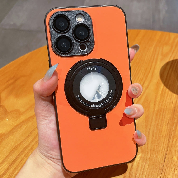 For iPhone 14 Pro Skin Feel Armor Magnetic Holder Phone Case(Orange) by buy2fix