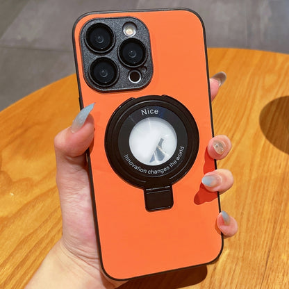 For iPhone 14 Pro Skin Feel Armor Magnetic Holder Phone Case(Orange) by buy2fix