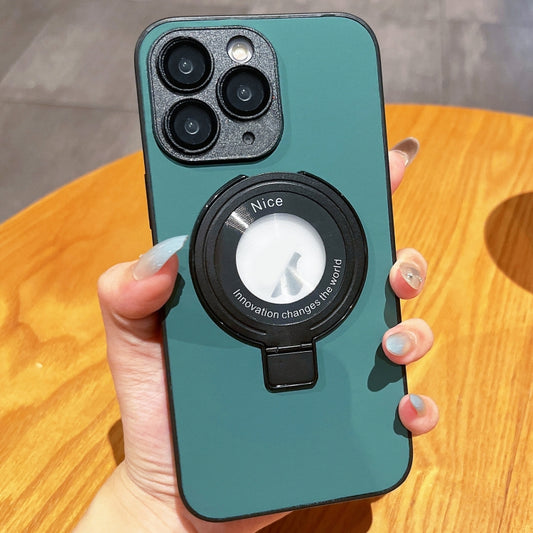 For iPhone 11 Pro Max Skin Feel Armor Magnetic Holder Phone Case(Green) by buy2fix