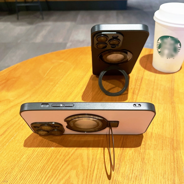 For iPhone 15 Plus Skin Feel Armor Magnetic Holder Phone Case(Dark Blue) by buy2fix