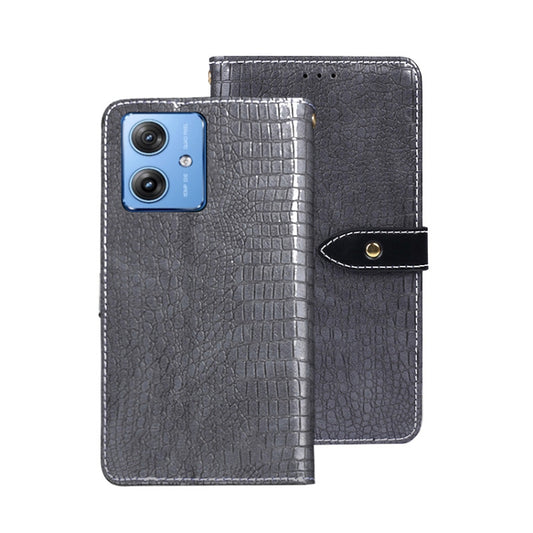 For Motorola Moto G54 5G idewei Crocodile Texture Leather Phone Case(Grey) - Motorola Cases by idewei | Online Shopping UK | buy2fix