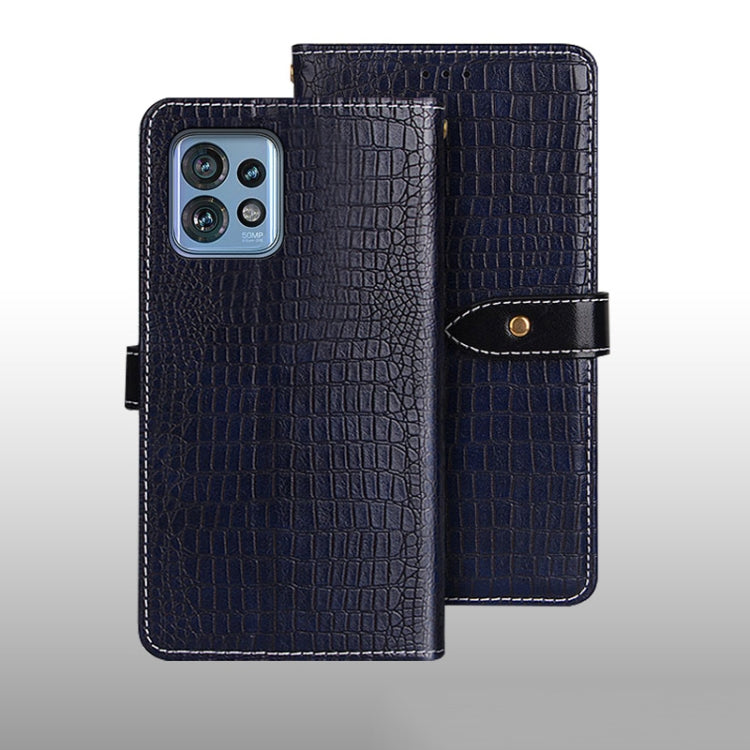 For Motorola Edge 40 Pro 5G idewei Crocodile Texture Leather Phone Case(Dark Blue) - Motorola Cases by idewei | Online Shopping UK | buy2fix