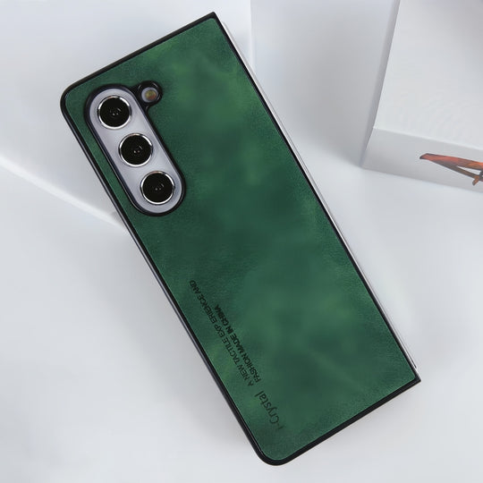 For Samsung Galaxy Z Fold5 i.Crystal Lambskin Folding Phone Case(Green)