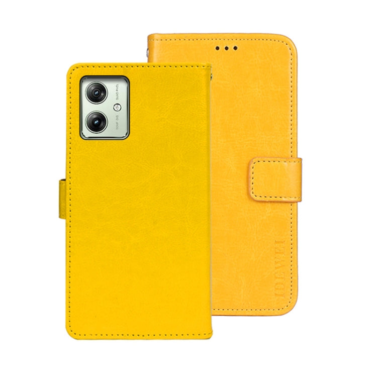 For Motorola Moto G54 5G EU idewei Crazy Horse Texture Leather Phone Case(Yellow) - Motorola Cases by idewei | Online Shopping UK | buy2fix