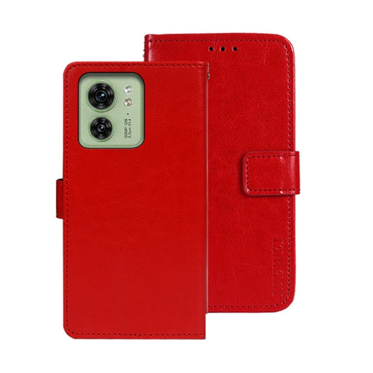 For Motorola Edge 40 5G idewei Crazy Horse Texture Leather Phone Case(Red) - Motorola Cases by idewei | Online Shopping UK | buy2fix