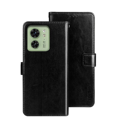 For Motorola Edge 40 5G idewei Crazy Horse Texture Leather Phone Case(Black) - Motorola Cases by idewei | Online Shopping UK | buy2fix