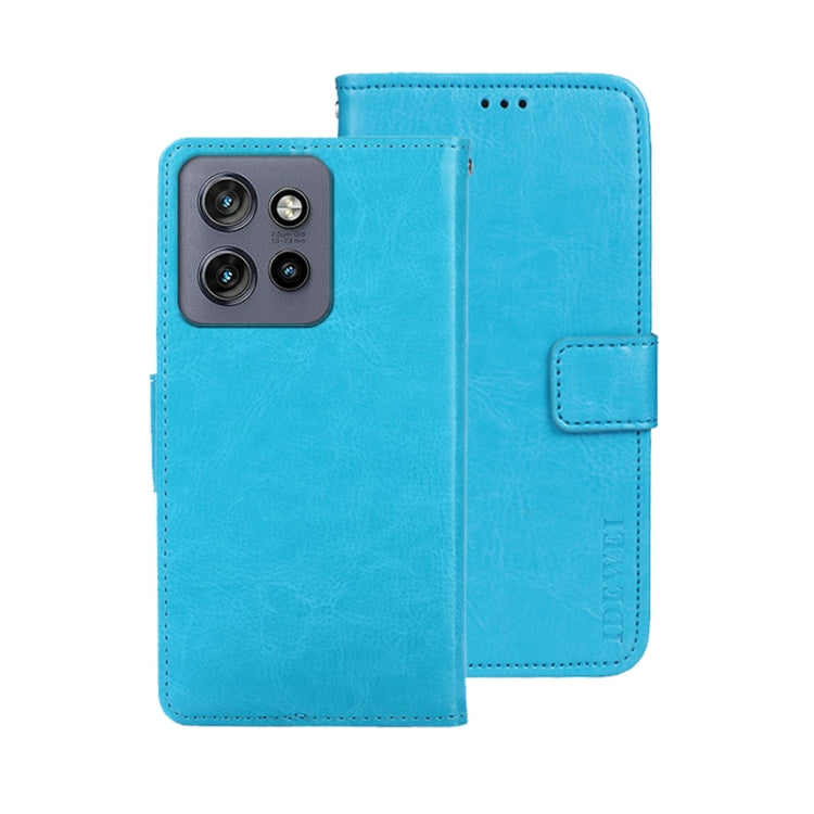 For Motorola Edge 50 Neo idewei Crazy Horse Texture Leather Phone Case(Sky Blue) - Motorola Cases by idewei | Online Shopping UK | buy2fix