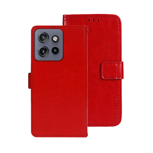 For Motorola Edge 50 Neo idewei Crazy Horse Texture Leather Phone Case(Red) - Motorola Cases by idewei | Online Shopping UK | buy2fix