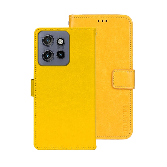 For Motorola Edge 50 Neo idewei Crazy Horse Texture Leather Phone Case(Yellow) - Motorola Cases by idewei | Online Shopping UK | buy2fix