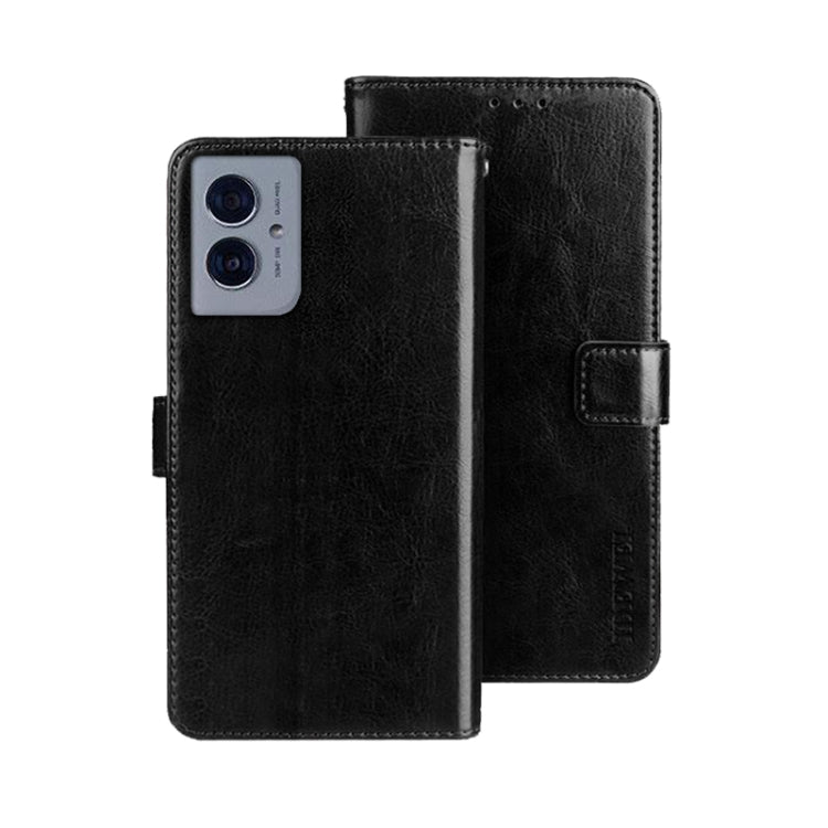 For Motorola Moto G55 5G idewei Crazy Horse Texture Leather Phone Case(Black) - Motorola Cases by idewei | Online Shopping UK | buy2fix