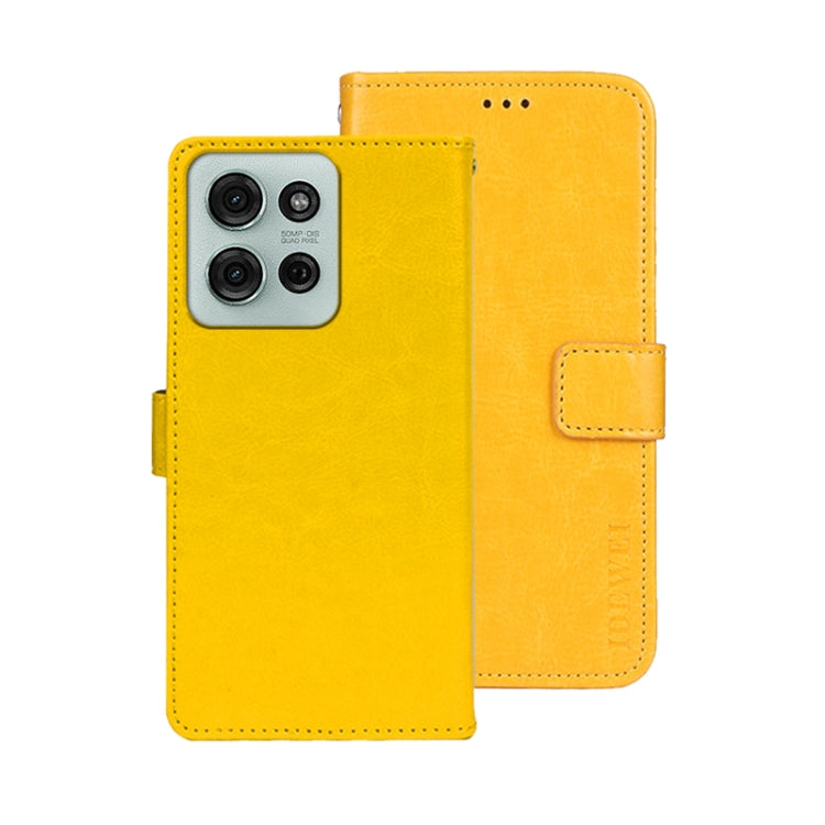 For Motorola Moto G75 5G idewei Crazy Horse Texture Leather Phone Case(Yellow) - Motorola Cases by idewei | Online Shopping UK | buy2fix