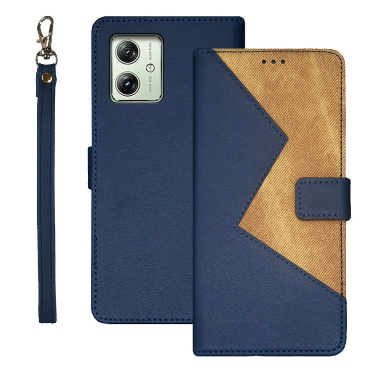 For Motorola Moto G54 5G EU Version idewei Two-color Splicing Leather Phone Case(Blue) - Motorola Cases by idewei | Online Shopping UK | buy2fix