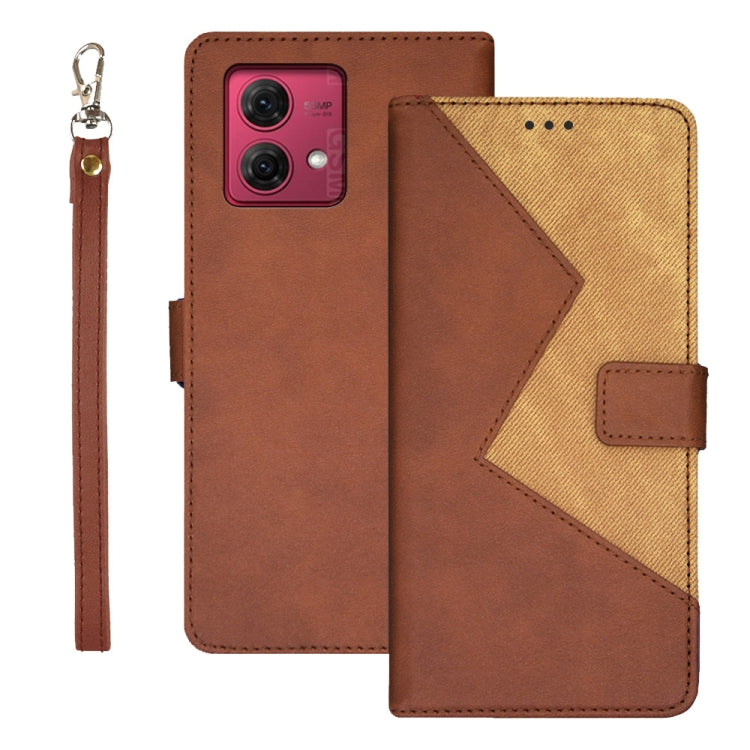 For Motorola Moto G84 5G idewei Two-color Splicing Leather Phone Case(Brown) - Motorola Cases by idewei | Online Shopping UK | buy2fix