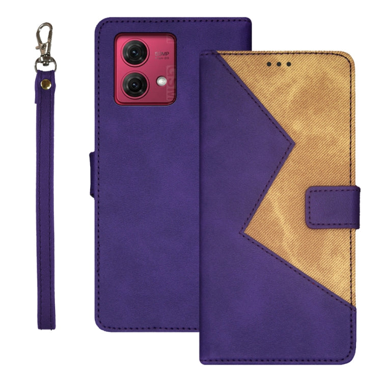 For Motorola Moto G84 5G idewei Two-color Splicing Leather Phone Case(Purple) - Motorola Cases by idewei | Online Shopping UK | buy2fix