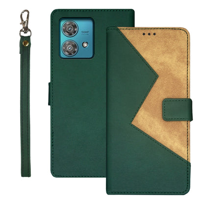 For Motorola Edge 40 Neo idewei Two-color Splicing Leather Phone Case(Green) - Motorola Cases by idewei | Online Shopping UK | buy2fix