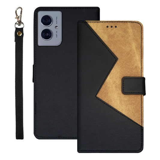 For Motorola Moto G55 5G idewei Two-color Splicing Leather Phone Case(Black) - Motorola Cases by idewei | Online Shopping UK | buy2fix