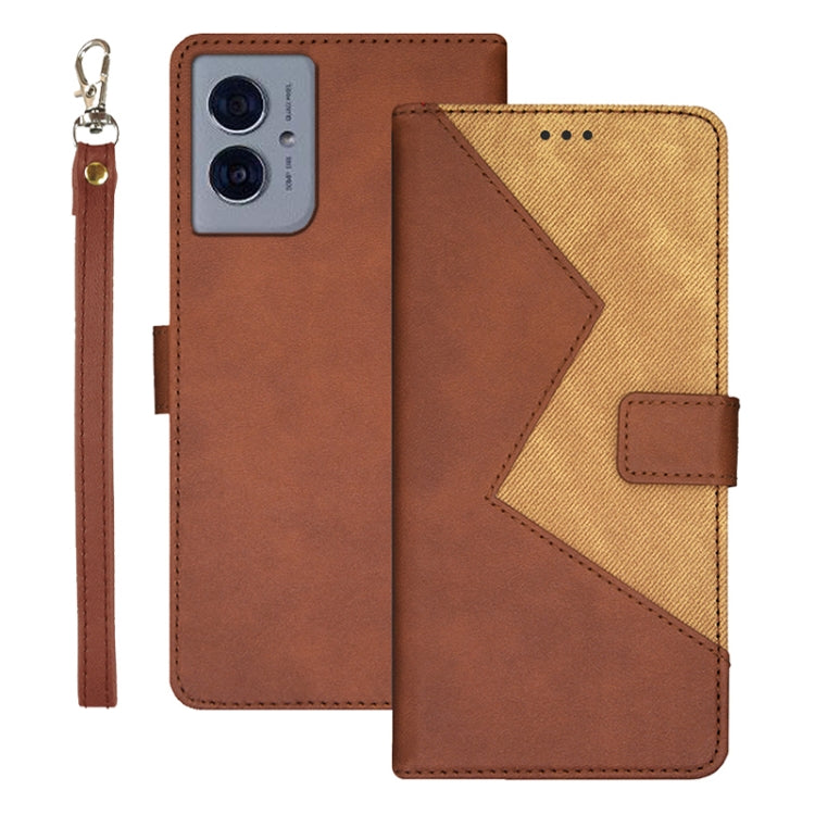 For Motorola Moto G55 5G idewei Two-color Splicing Leather Phone Case(Brown) - Motorola Cases by idewei | Online Shopping UK | buy2fix