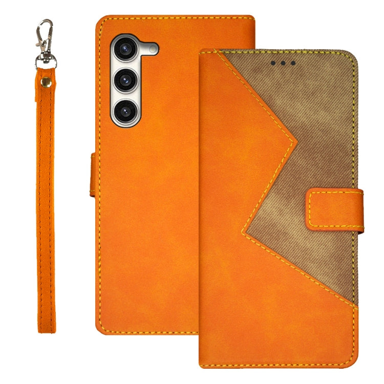 For Samsung Galaxy S24 5G idewei Two-color Splicing Leather Phone Case(Orange) - Galaxy S24 5G Cases by idewei | Online Shopping UK | buy2fix