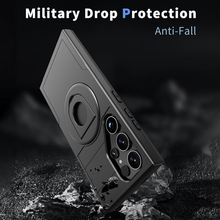 For Samsung Galaxy S24 Ultra 5G Armor MagSafe Ring Holder Phone Case(Black) by buy2fix