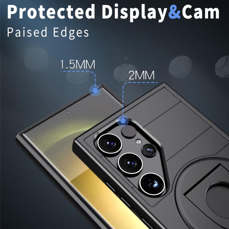 For Samsung Galaxy S24 Ultra 5G Armor MagSafe Ring Holder Phone Case(Black) by buy2fix