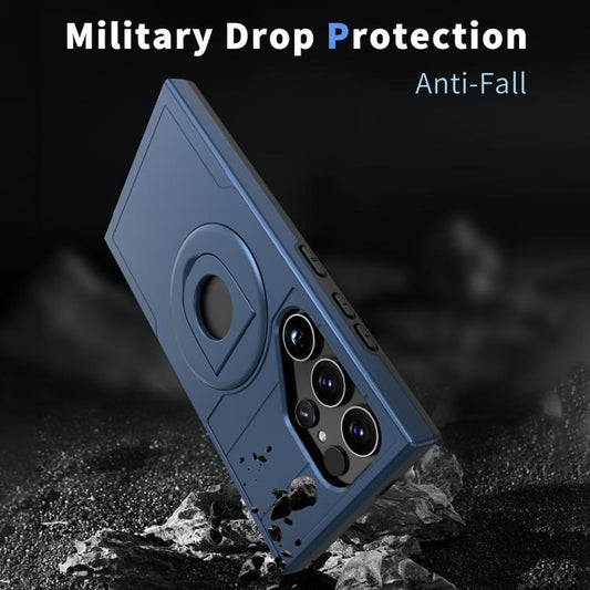 For Samsung Galaxy S24 Ultra 5G Armor MagSafe Ring Holder Phone Case(Blue) by buy2fix