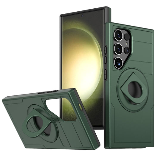 For Samsung Galaxy S24 Ultra 5G Armor MagSafe Ring Holder Phone Case(Deep Green)