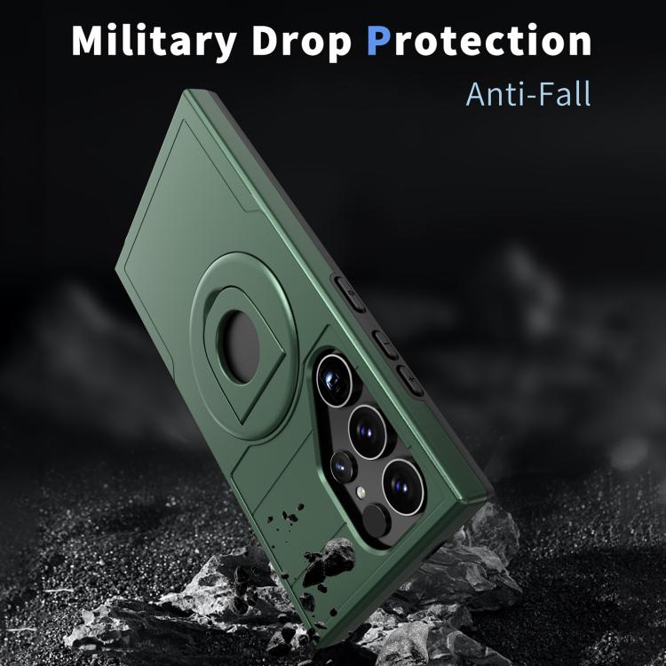 For Samsung Galaxy S24 Ultra 5G Armor MagSafe Ring Holder Phone Case(Deep Green) by buy2fix