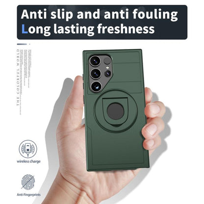 For Samsung Galaxy S24 Ultra 5G Armor MagSafe Ring Holder Phone Case(Deep Green) by buy2fix