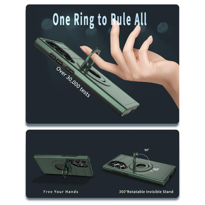 For Samsung Galaxy S24 Ultra 5G Armor MagSafe Ring Holder Phone Case(Deep Green) by buy2fix