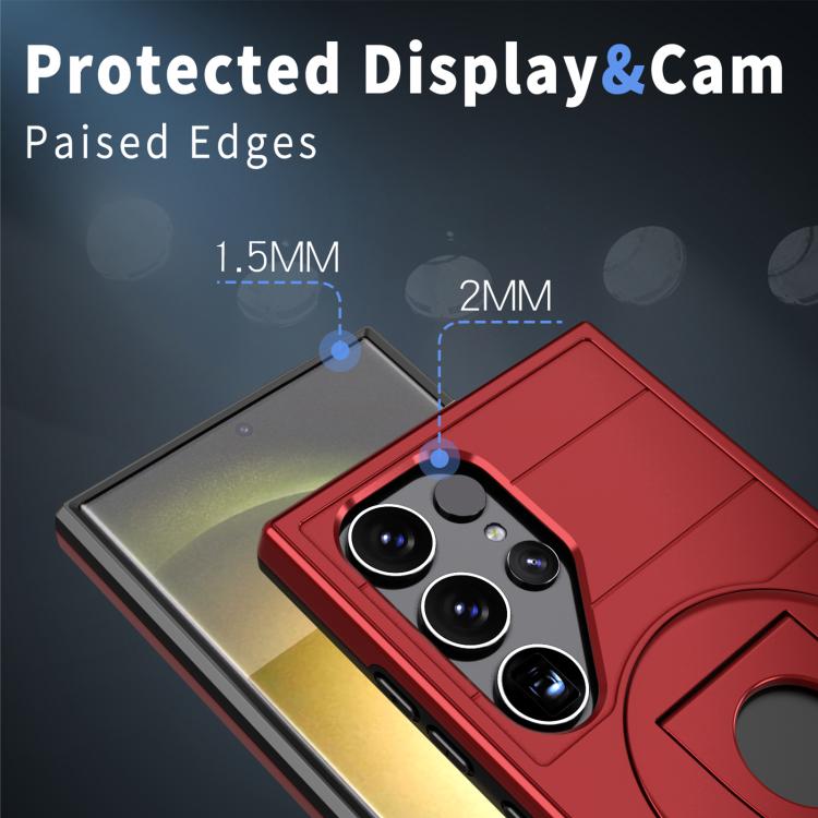 For Samsung Galaxy S24 Ultra 5G Armor MagSafe Ring Holder Phone Case(Red) by buy2fix