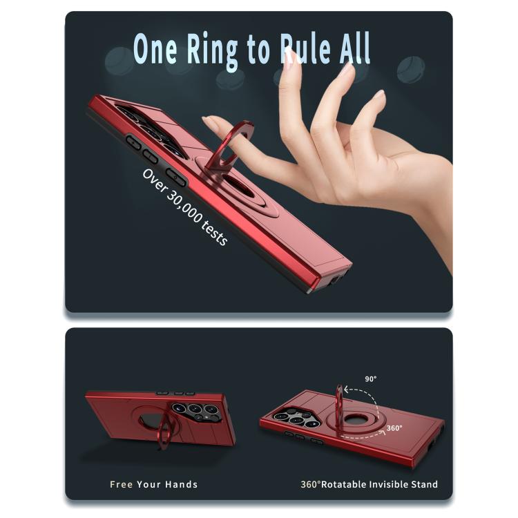 For Samsung Galaxy S24 Ultra 5G Armor MagSafe Ring Holder Phone Case(Red) by buy2fix