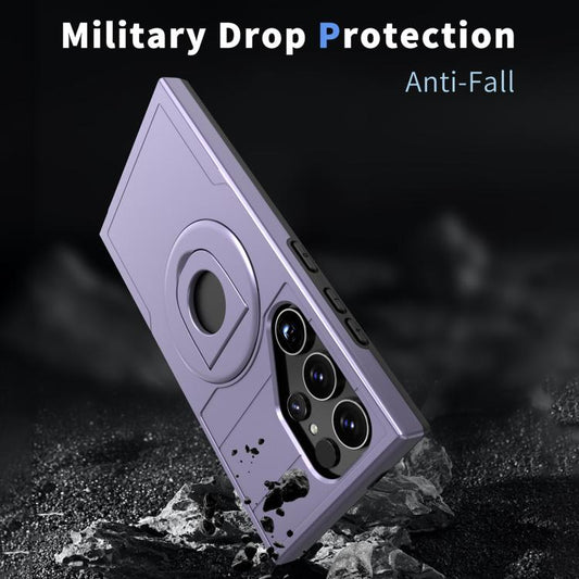 For Samsung Galaxy S24 Ultra 5G Armor MagSafe Ring Holder Phone Case(Puple) by buy2fix