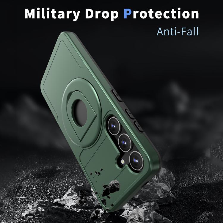 For Samsung Galaxy S24+ 5G Armor MagSafe Ring Holder Phone Case(Deep Green) by buy2fix